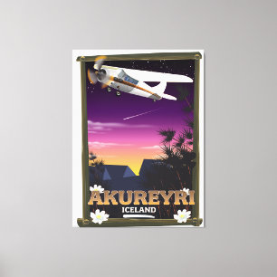 Reisposter Akureyri IJsland Canvas Afdruk
