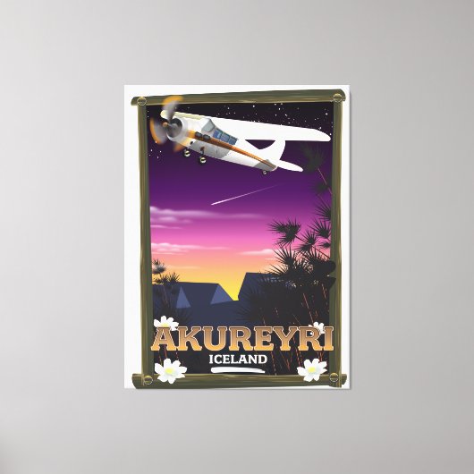 Reisposter Akureyri IJsland Canvas Afdruk (Voorkant)