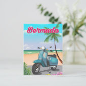 Reisposter Bermuda Beach Scooter Briefkaart (Staand voorkant)