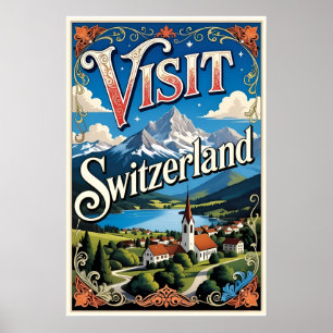 Reisposter Bezoek Zwitserland Poster