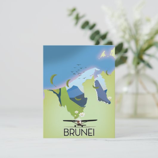 reisposter Brunei Map (Staand voorkant)