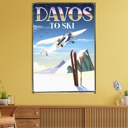 Reisposter Davos Zwitserland Canvas Afdruk (Insitu (Woonkamer))
