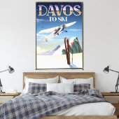 Reisposter Davos Zwitserland Canvas Afdruk (Insitu (Slaapkamer))