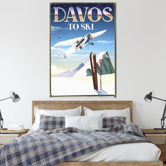 Reisposter Davos Zwitserland Canvas Afdruk (Insitu (Slaapkamer))