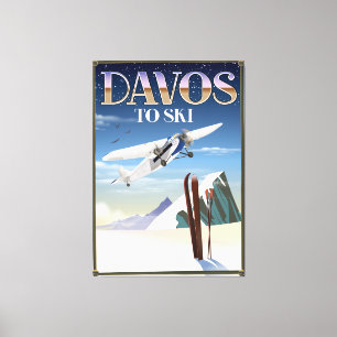 Reisposter Davos Zwitserland Canvas Afdruk