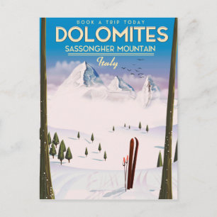 Reisposter Dolomites Sassongher Mountain Italië Briefkaart