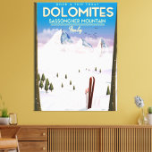 Reisposter Dolomites Sassongher Mountain Italië Canvas Afdruk (Insitu (Woonkamer))