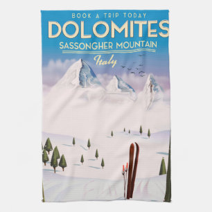 Reisposter Dolomites Sassongher Mountain Italië Theedoek