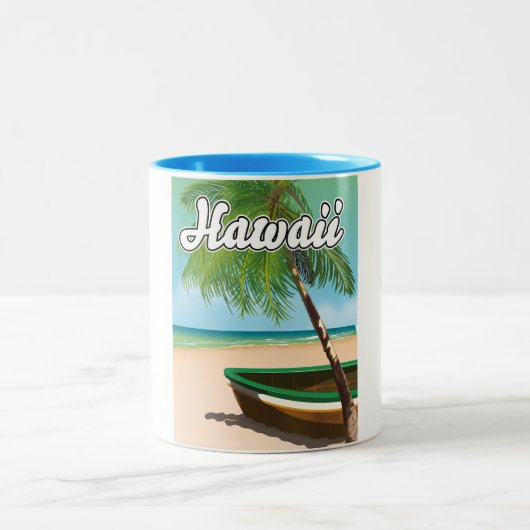 Reisposter Hawaii Tropical Beach Tweekleurige Koffiemok (Center)