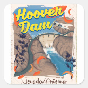 Reisposter Hoover Dam Nevada/Arizona Vierkante Sticker