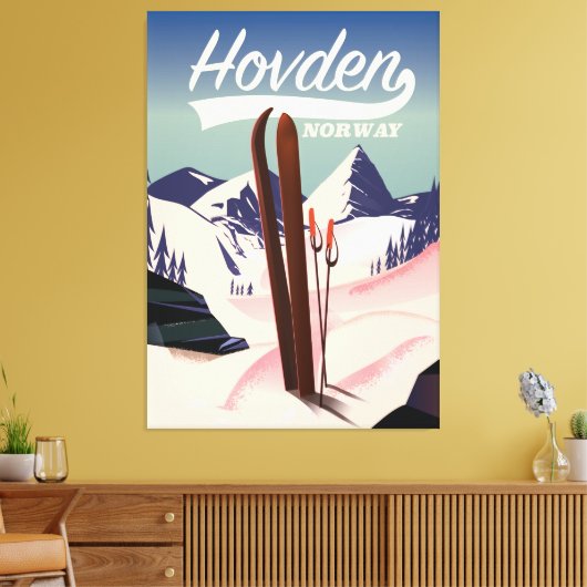 Reisposter Hovden Norway Ski. Canvas Afdruk (Insitu (Woonkamer))