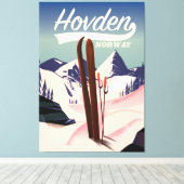 Reisposter Hovden Norway Ski. Canvas Afdruk (Insitu (Houten vloer))