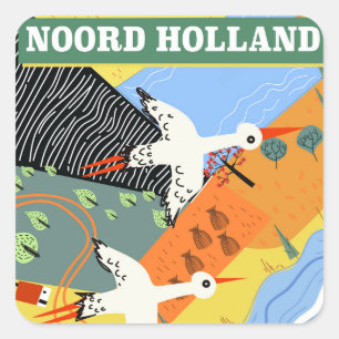 Reisposter in de stijl Noord-Holland Vierkante Sticker