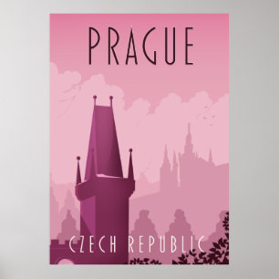 Reisposter in de  stijl Praag Tsjechië Poster