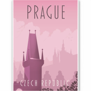 Reisposter in de  stijl Praag Tsjechië Sticker
