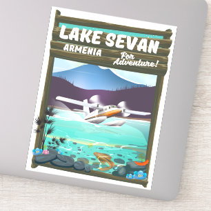 Reisposter in de stijl van het Sevan Armenia-meer Sticker