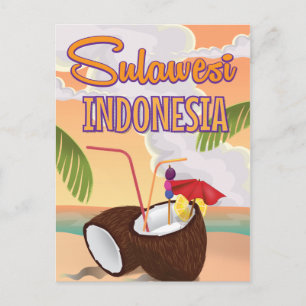 Reisposter in de  stijl van Sulawesi Indonesië Briefkaart