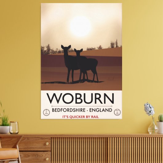 Reisposter in de stijl Woburn - Bedfordshire Canvas Afdruk (Insitu (Woonkamer))