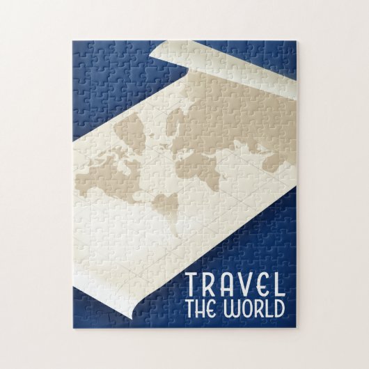 Reisposter in de wereldstijl legpuzzel (Verticaal)