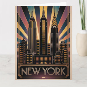 Reisposter in vintage Art Deco-stijl van New York Kaart