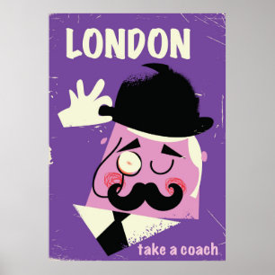 Reisposter in vintage stijl Londense zakenman Poster