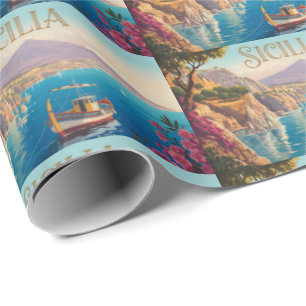 Reisposter in vintage stijl voor Sicilië Italië Cadeaupapier
