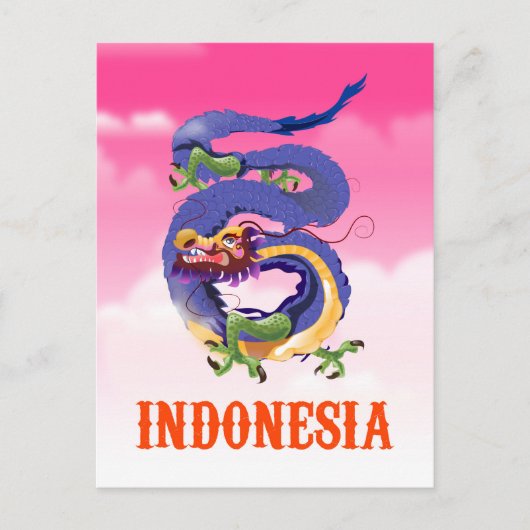 reisposter Indonesië Dragon retro Briefkaart (Voorkant)