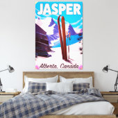 Reisposter Jasper Alberta Canada Canvas Afdruk (Insitu (Slaapkamer))