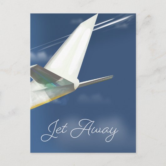 Reisposter 'Jet Away'. Briefkaart (Voorkant)
