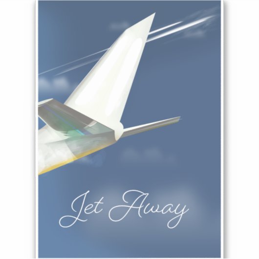 Reisposter Jet Away. Sticker (Voorkant)