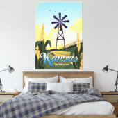 Reisposter Kansas "de Wheat state". Canvas Afdruk (Insitu (Slaapkamer))