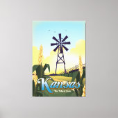 Reisposter Kansas "de Wheat state". Canvas Afdruk (Voorkant)