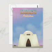 Reisposter Karachi Pakistan Briefkaart (Voorkant / Achterkant)