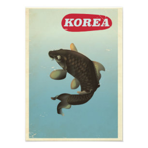 Reisposter Korea Koi in stijl Foto Afdruk