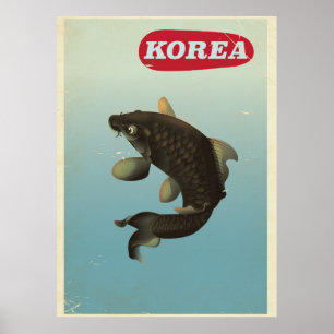 Reisposter Korea Koi in stijl Poster