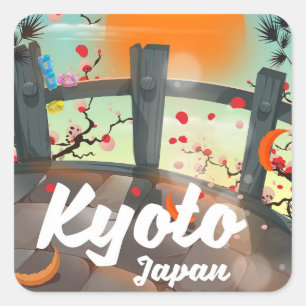 Reisposter Kyoto Japan Vierkante Sticker