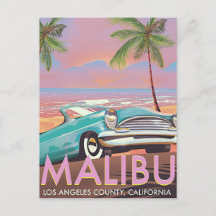 Reisposter Malibu, Los Angeles, Californië Briefkaart