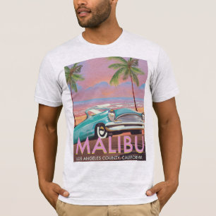 Reisposter Malibu, Los Angeles, Californië T-shirt