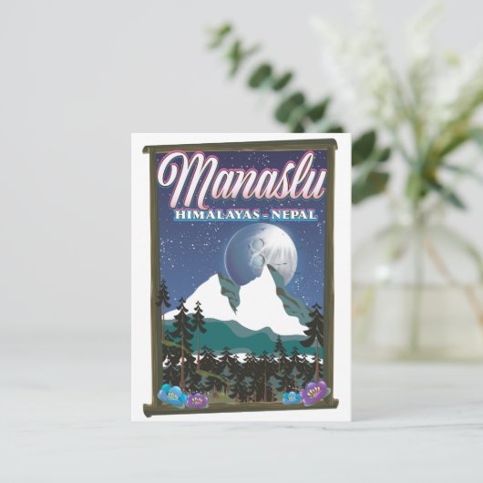 Reisposter Manaslu Himalayas Nepal Briefkaart (Staand voorkant)