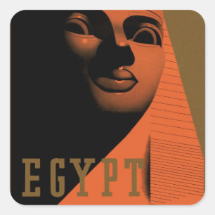 Reisposter met Sfinx, Egypte, Afrika uit vroeger t Vierkante Sticker