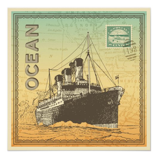 Reisposter met steamship perfect poster (Voorkant)