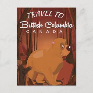 Reisposter met vintage-cartoon uit British Columbi Briefkaart