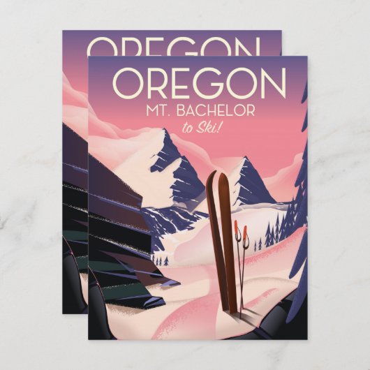 Reisposter Mt. Bachelor Oregon Ski (Voorkant / Achterkant)