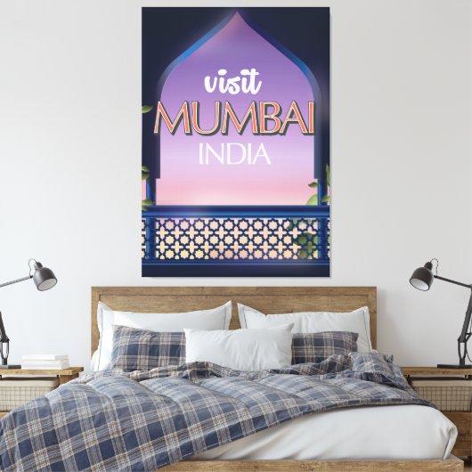 Reisposter Mumbai India in stijl Canvas Afdruk (Insitu (Slaapkamer))