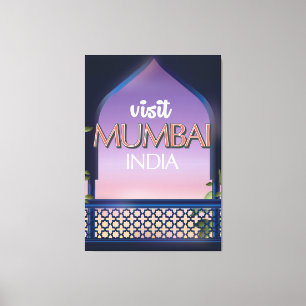 Reisposter Mumbai India in stijl Canvas Afdruk