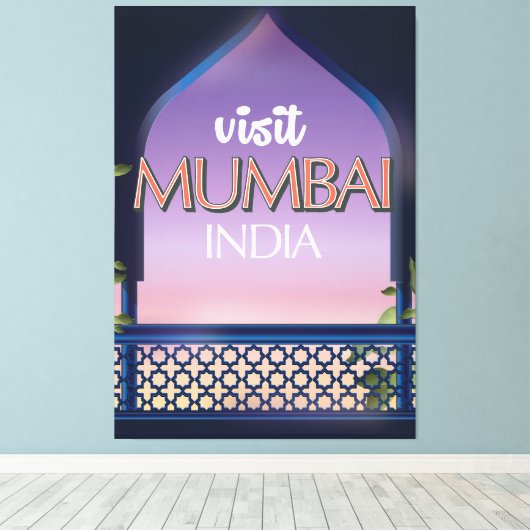 Reisposter Mumbai India in stijl Canvas Afdruk (Insitu (Houten vloer))