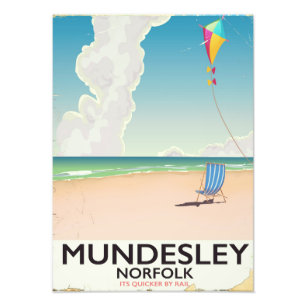 Reisposter Mundesley Norfolk Beach Foto Afdruk