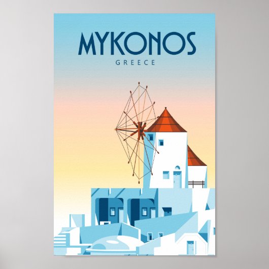 Reisposter Mykonos Griekenland Poster (Voorkant)
