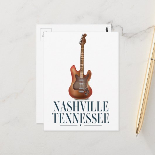 Reisposter Nashville Tennessee Guitar Briefkaart (Voorkant / Achterkant in situ)