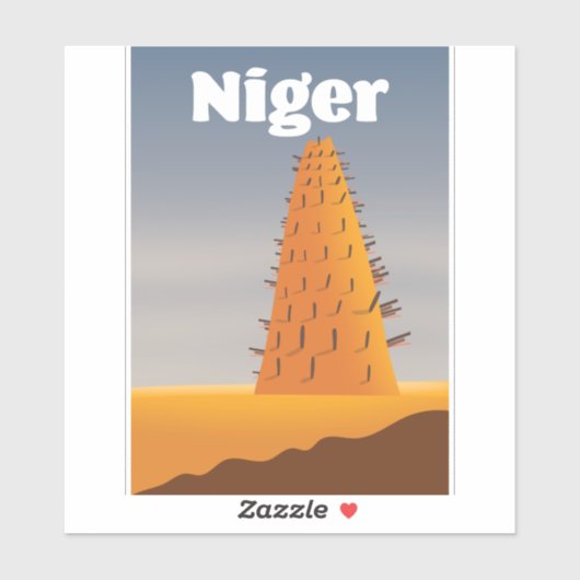 Reisposter Niger Agadez Mosque Sticker (Vel)